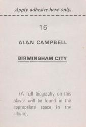 1972-73 FKS Wonderful World of Soccer Stars Stickers #16 Alan Campbell Back