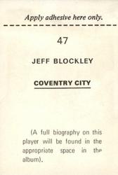 1972-73 FKS Wonderful World of Soccer Stars Stickers #47 Jeff Blockley Back