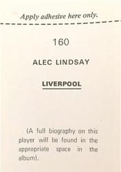 1972-73 FKS Wonderful World of Soccer Stars Stickers #160 Alec Lindsay Back