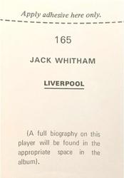 1972-73 FKS Wonderful World of Soccer Stars Stickers #165 Jack Whitham Back