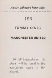 1972-73 FKS Wonderful World of Soccer Stars Stickers #193 Tommy O'Neil Back