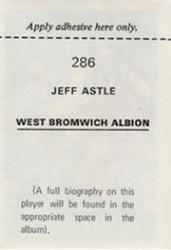 1972-73 FKS Wonderful World of Soccer Stars Stickers #286 Jeff Astle Back