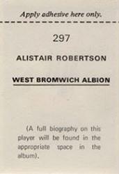 1972-73 FKS Wonderful World of Soccer Stars Stickers #297 Alistair Robertson Back