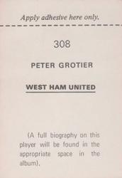 1972-73 FKS Wonderful World of Soccer Stars Stickers #308 Peter Grotier Back