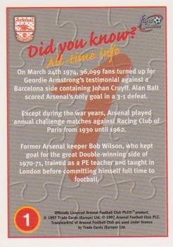 1997-98 Futera Arsenal Fans' Selection #1 Tony Adams / Nicolas Anelka / Martin Keown Back