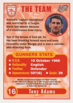 1997-98 Futera Arsenal Fans' Selection #16 Tony Adams Back
