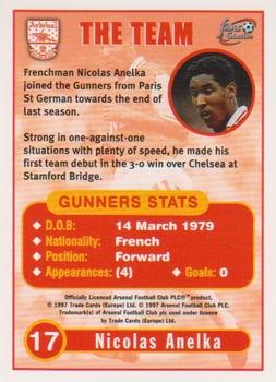 1997-98 Futera Arsenal Fans' Selection #17 Nicolas Anelka Back
