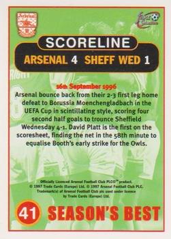 1997-98 Futera Arsenal Fans' Selection #41 Arsenal 4 Sheffield Wednesday 1 Back
