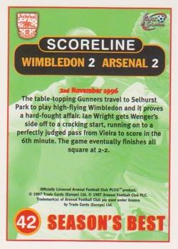 1997-98 Futera Arsenal Fans' Selection #42 Wimbledon 2 Arsenal 2 Back