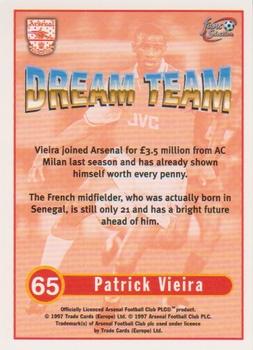 1997-98 Futera Arsenal Fans' Selection #65 Patrick Vieira Back