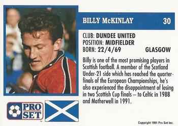 1991-92 Pro Set (Scotland) #30 Billy McKinlay Back