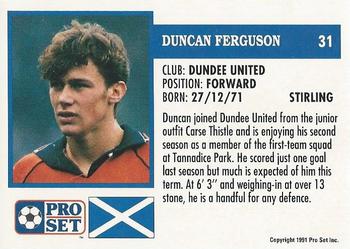 1991-92 Pro Set (Scotland) #31 Duncan Ferguson Back