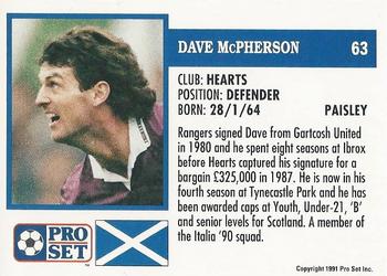 1991-92 Pro Set (Scotland) #63 Dave McPherson Back