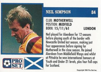 1991-92 Pro Set (Scotland) #84 Neil Simpson Back