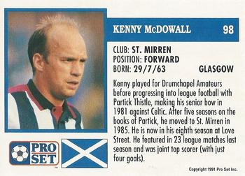 1991-92 Pro Set (Scotland) #98 Kenny McDowall Back
