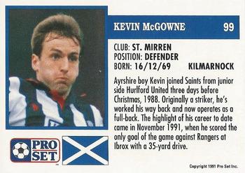 1991-92 Pro Set (Scotland) #99 Kevin McGowne Back