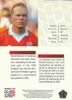 1994 Upper Deck World Cup Contenders English/Spanish - Hot Shots #HS1 Ronald Koeman Back