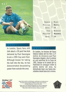 1994 Upper Deck World Cup Contenders English/Spanish - Hot Shots #HS7 Paul Gascoigne Back