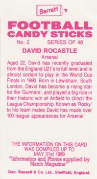 1989-90 Barratt Football Candy Sticks #2 David Rocastle Back