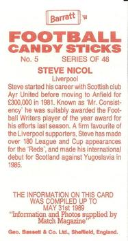 1989-90 Barratt Football Candy Sticks #5 Steve Nicol Back