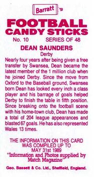 1989-90 Barratt Football Candy Sticks #10 Dean Saunders Back