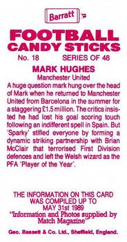 1989-90 Barratt Football Candy Sticks #18 Mark Hughes Back