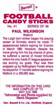 1989-90 Barratt Football Candy Sticks #41 Paul Wilkinson Back