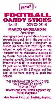 1989-90 Barratt Football Candy Sticks #45 Marco Gabbiadini Back