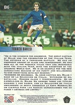 1994 Upper Deck World Cup Contenders English/Spanish - Bora's Fantasy Team #B6 Franco Baresi Back