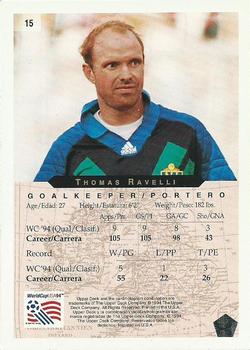 1994 Upper Deck World Cup Heroes and All-Stars #15 Thomas Ravelli Back
