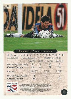 1994 Upper Deck World Cup Heroes and All-Stars #24 Sergio Goycochea Back
