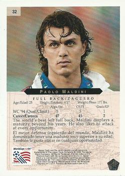 1994 Upper Deck World Cup Heroes and All-Stars #32 Paolo Maldini Back