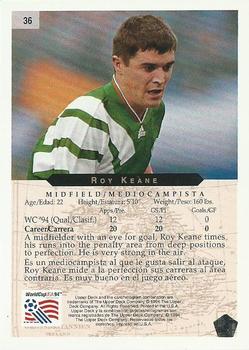 1994 Upper Deck World Cup Heroes and All-Stars #36 Roy Keane Back