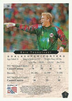 1994 Upper Deck World Cup Heroes and All-Stars #38 Erik Thorstvedt Back