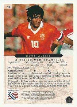 1994 Upper Deck World Cup Heroes and All-Stars #49 Ruud Gullit Back