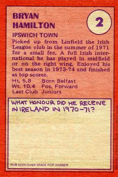 1974-75 A&BC Chewing Gum #2 Bryan Hamilton Back