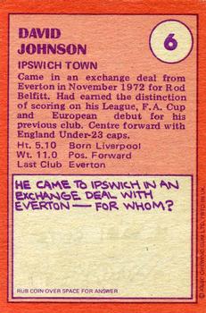 1974-75 A&BC Chewing Gum #6 David Johnson Back