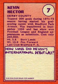 1974-75 A&BC Chewing Gum #7 Kevin Hector Back