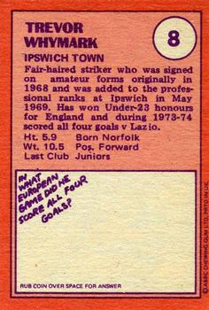 1974-75 A&BC Chewing Gum #8 Trevor Whymark Back