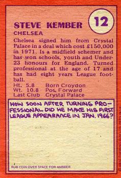 1974-75 A&BC Chewing Gum #12 Steve Kember Back