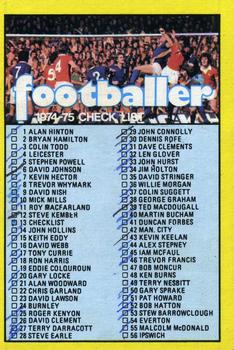 1974-75 A&BC Chewing Gum #13 Checklist Front