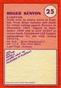 1974-75 A&BC Chewing Gum #25 Roger Kenyon Back