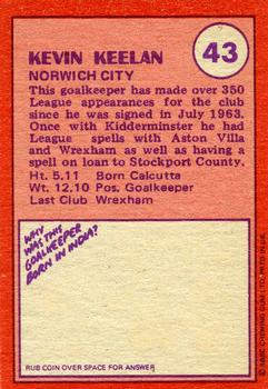 1974-75 A&BC Chewing Gum #43 Kevin Keelan Back