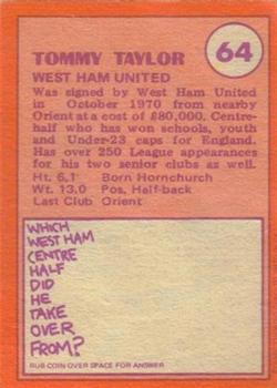 1974-75 A&BC Chewing Gum #64 Tommy Taylor Back