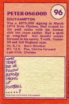 1974-75 A&BC Chewing Gum #96 Peter Osgood Back