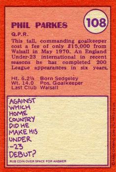 1974-75 A&BC Chewing Gum #108 Phil Parkes Back