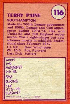 1974-75 A&BC Chewing Gum #116 Terry Paine Back