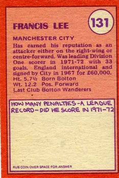 1974-75 A&BC Chewing Gum #131 Francis Lee Back