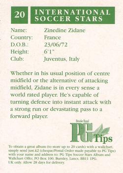 1998 Brooke Bond International Soccer Stars #20 Zinedine Zidane Back