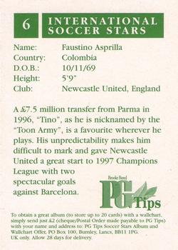 1998 Brooke Bond International Soccer Stars #6 Faustino Asprilla Back